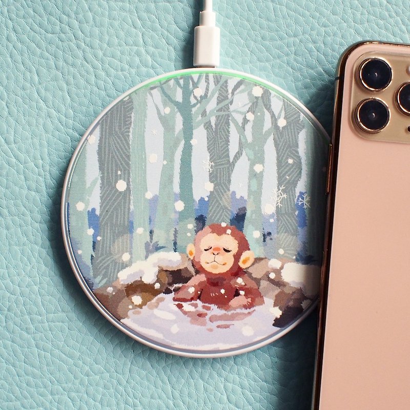 [Christmas] Qi Wireless Charger-Monkeys entering a hot spring