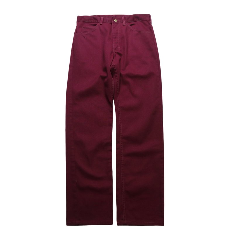 (32W)70-80s Lee Riders American-made burgundy trousers Talon42 zipper - กางเกงขายาว - วัสดุอื่นๆ สีแดง