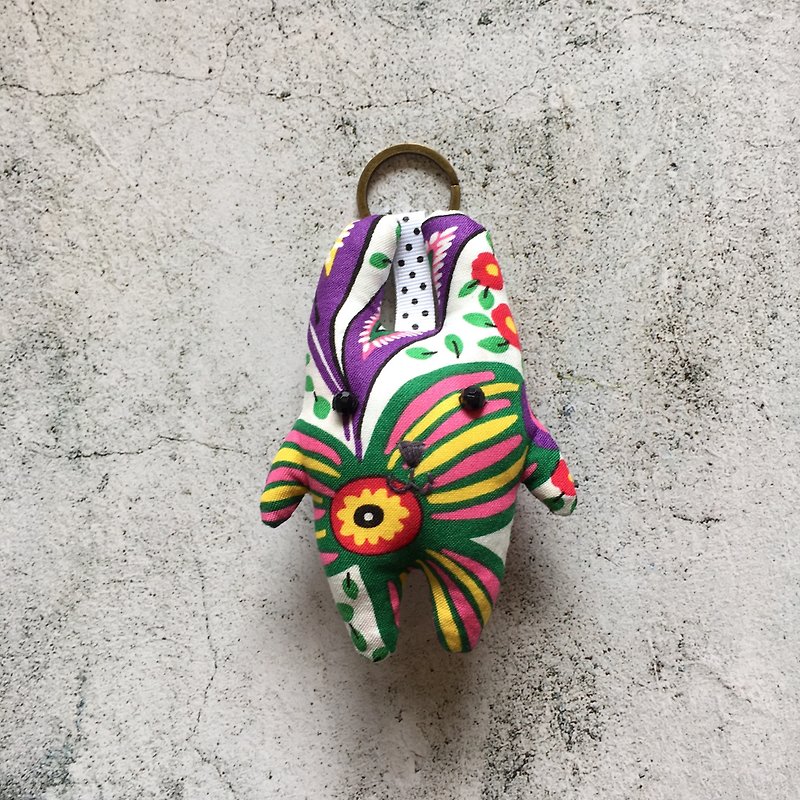 +American flowers + rabbit key ring - พวงกุญแจ - ผ้าฝ้าย/ผ้าลินิน หลากหลายสี