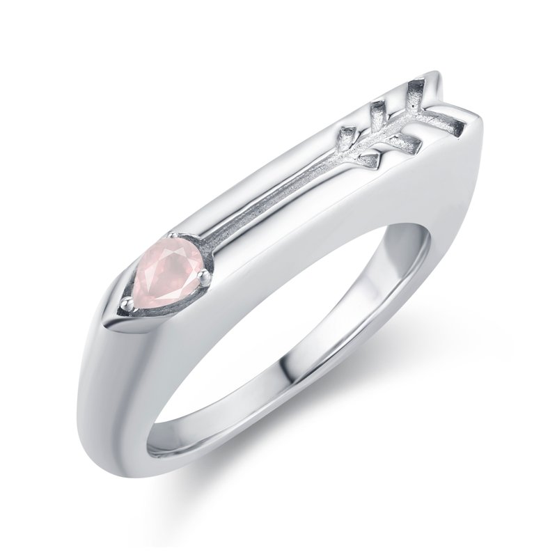 粉晶圖章戒指-箭心形客製女戒-925純銀印章情侶對戒-免費刻字 - 戒指 - 純銀 粉紅色