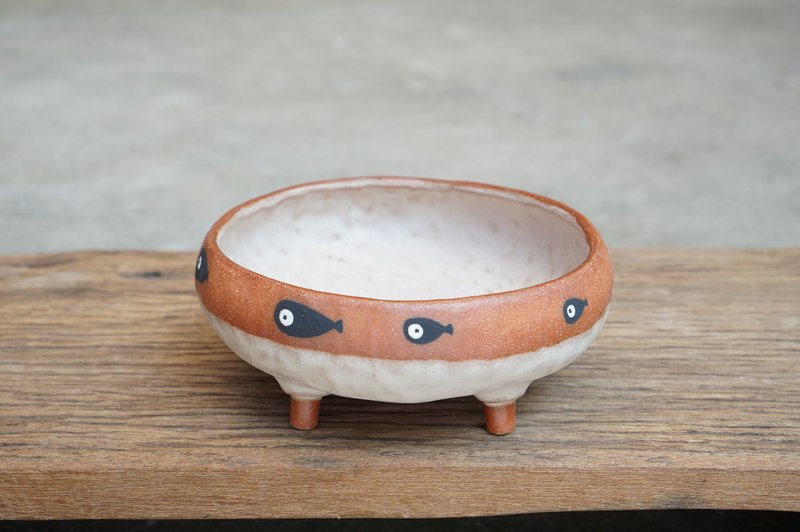 Fish bowl , handmade ceramic, pottery  ,clay - 花瓶/花器 - 陶 卡其色