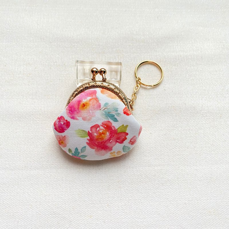 Pastel flower kiss lock bag keychain - Coin Purses - Cotton & Hemp 