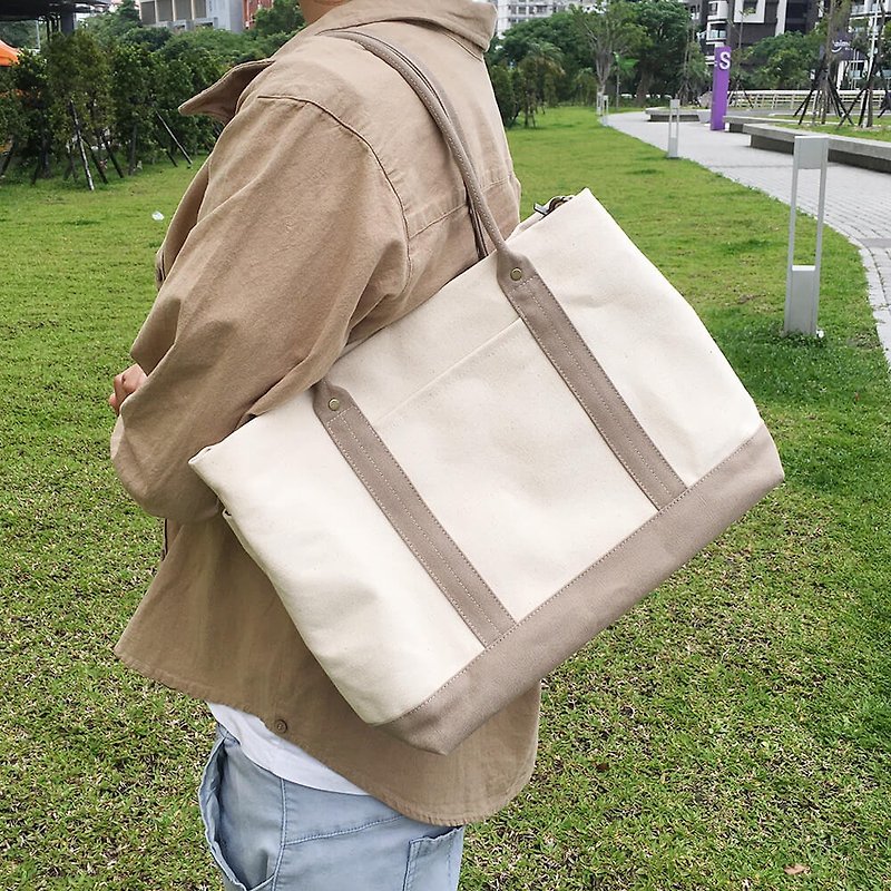 Urban Daily 3WAY Large Tote Canvas Bag (Can Hold A4) Customized Color - Messenger Bags & Sling Bags - Cotton & Hemp 