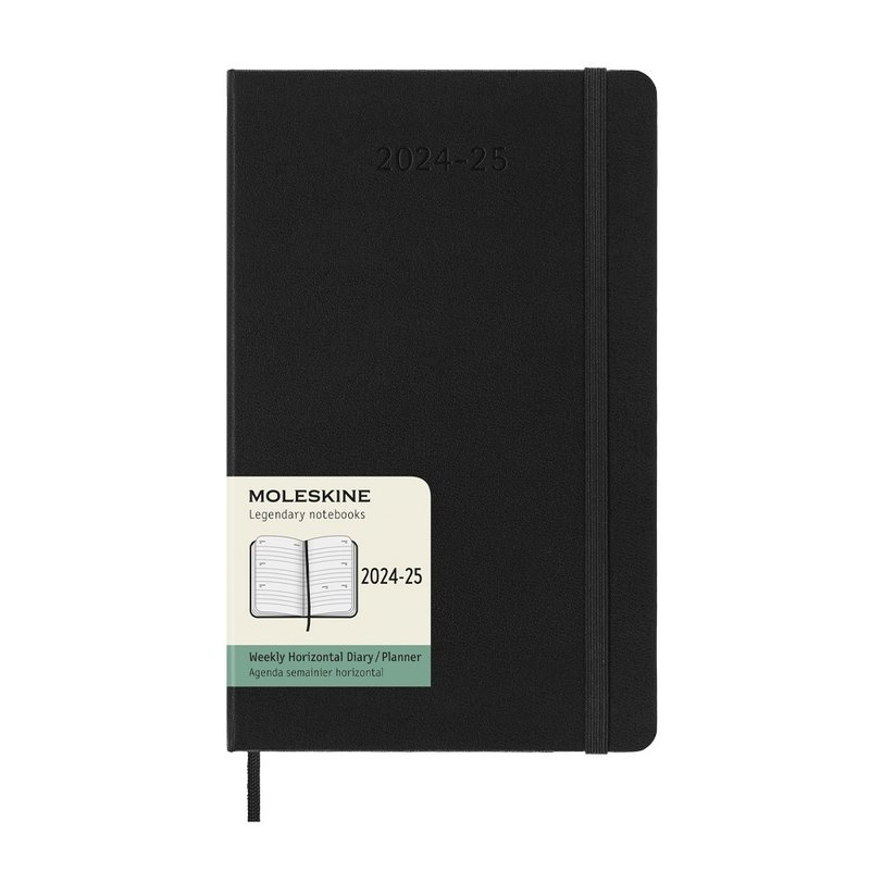 MOLESKINE 2024-25 Horizontal weekly diary 18M hard shell L-shaped black - Notebooks & Journals - Paper Black