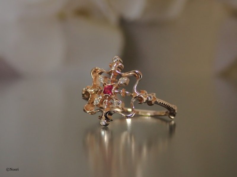 Pinkoi Proxy Purchase - Lily Slim Ring K10 Ruby Diamond - General Rings - Gemstone 