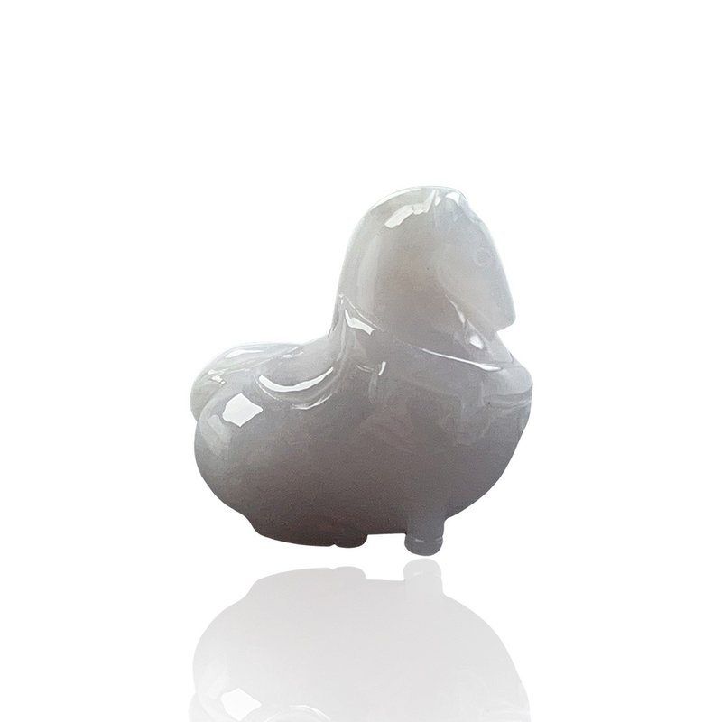 【馬到成功】白翡翡翠唐馬項鍊 | 天然緬甸玉翡翠A貨 | 送禮 - 項鍊 - 玉石 白色