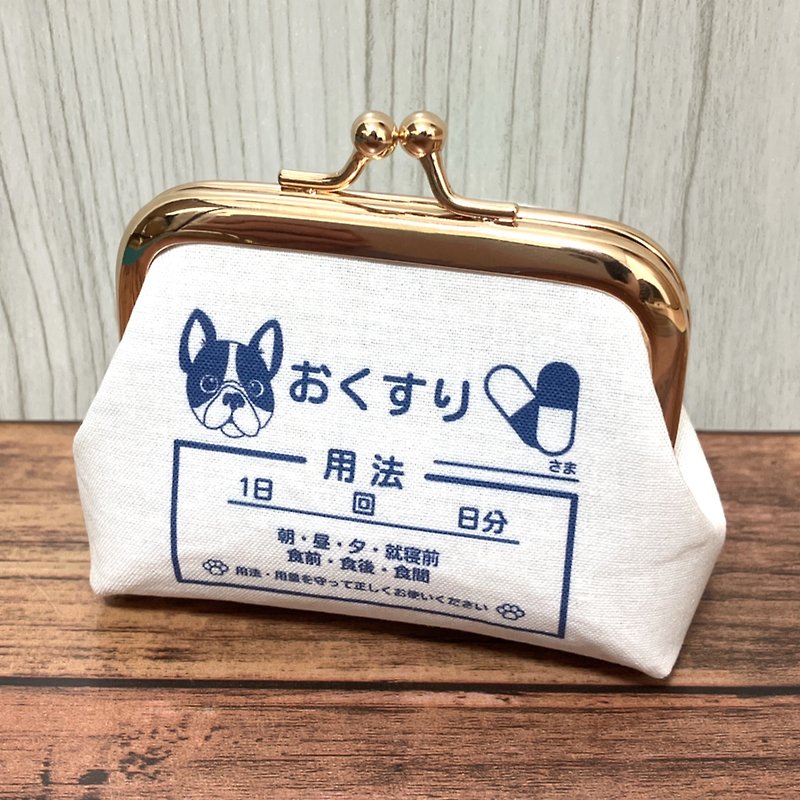 Made-to-order Palm-sized clasp french bulldog doggie clinic coin purse Medicine - Knitting, Embroidery, Felted Wool & Sewing - Cotton & Hemp 