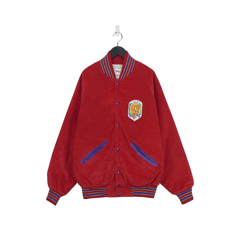 A‧PRANK :DOLLY :: 美式復古著VINTAGE品牌DeLONG紅色燈芯絨運動外套(J711062) - 男夾克/外套 - 棉．麻 