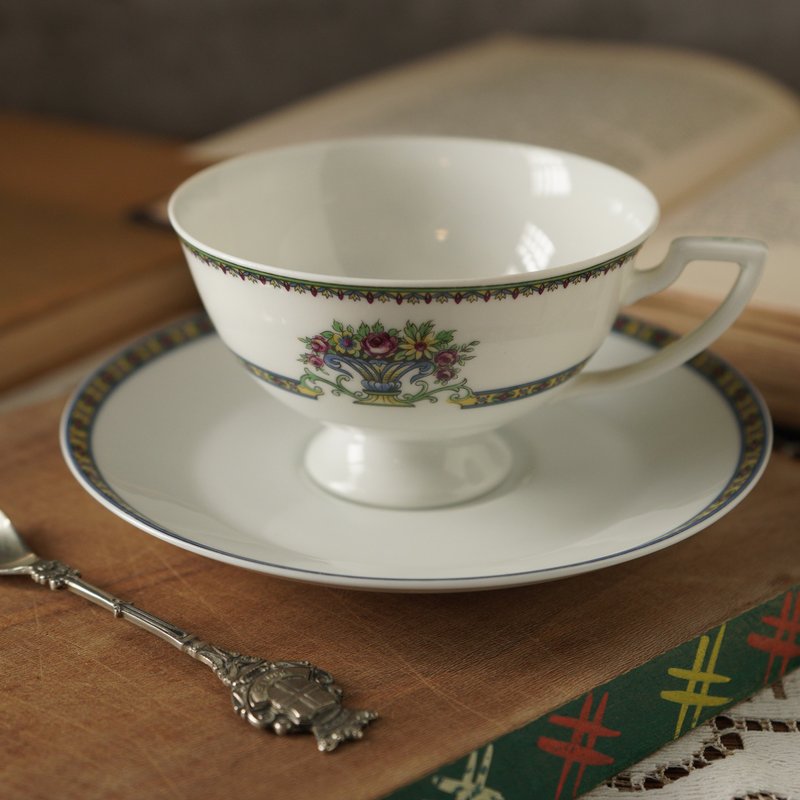 德國König Tettau彩色盆花薄瓷咖啡杯/茶杯組 - 茶壺/茶杯/茶具 - 其他材質 白色