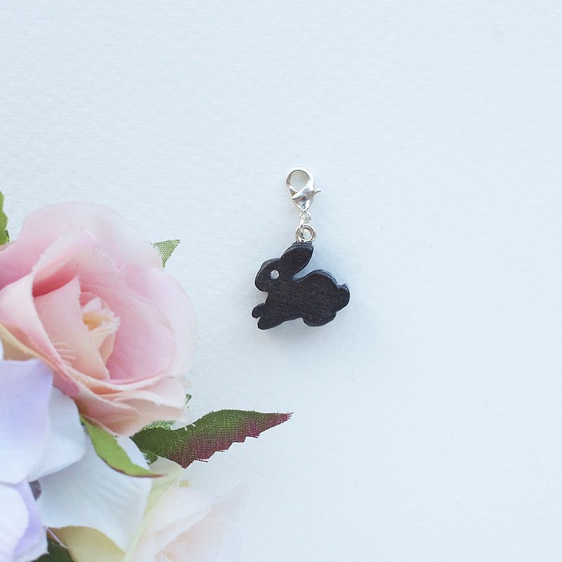 Rabbit wooden charm - Charms - Wood Brown
