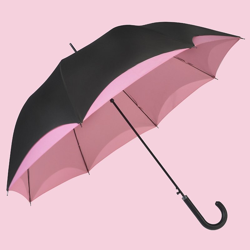 Double-layer color matching umbrella-gray and pink (large umbrella surface / windproof) - Umbrellas & Rain Gear - Waterproof Material Multicolor