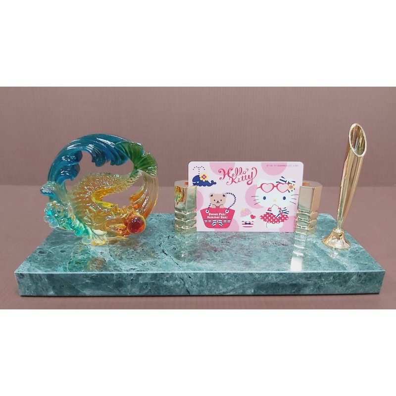 Marble business card holder, promotion gift, retirement gift, opening gift, housewarming gift - อื่นๆ - วัสดุอื่นๆ สีทอง