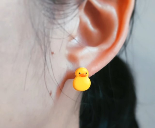 Mini Rubber Duck Earrings Yellow