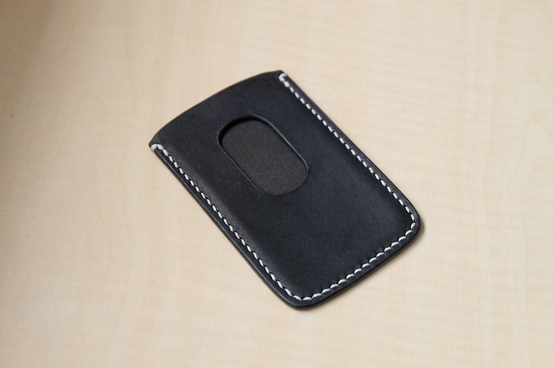 Slim Leather Business Card Holder Italian Vegetable Tanned Leather - ที่เก็บนามบัตร - หนังแท้ สีกากี