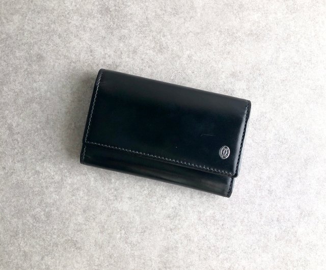 新品未使用品　箱付き　Cartier カルティエ　4連キーケース　三つ折り　黒 Cartier カルティエ must de Cartier マストドゥカルティエ 4連