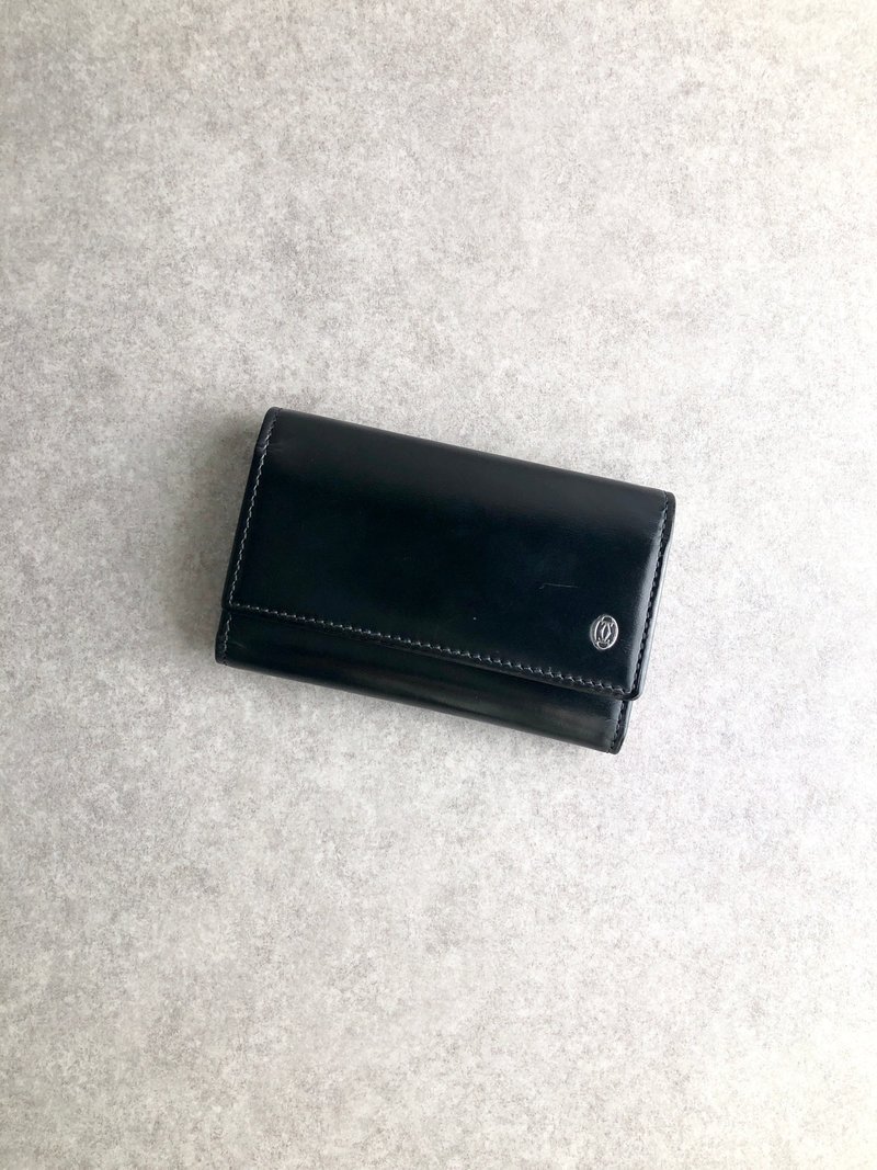 【 日本直送　名牌中古包 】Cartier カルティエ ロゴ レザー キーケース ブラック vintage ヴィンテージ オールド ip32j8 - 鑰匙圈/鑰匙包 - 真皮 黑色
