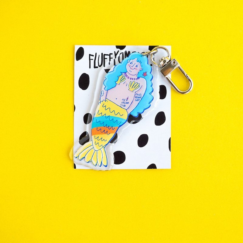 Fluffy Omelet - Keychain / Pin / Phone Grip - Chubby Mermaid - 胸針 - 壓克力 多色