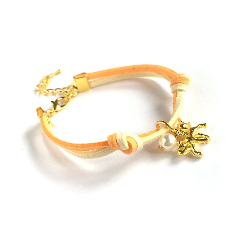 Handmade Simple Stylish Unicorn Bracelets Gold Series–orange - Bracelets - Other Materials Orange