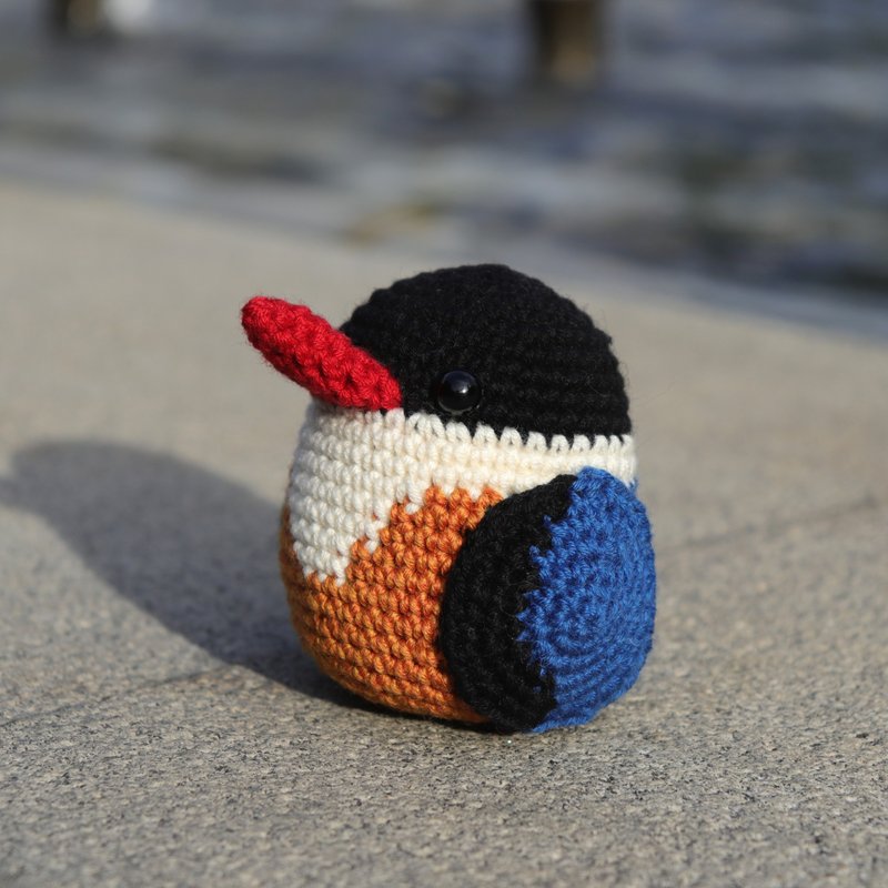 Black-capped Kingfisher crochet toy - ของวางตกแต่ง - ขนแกะ 