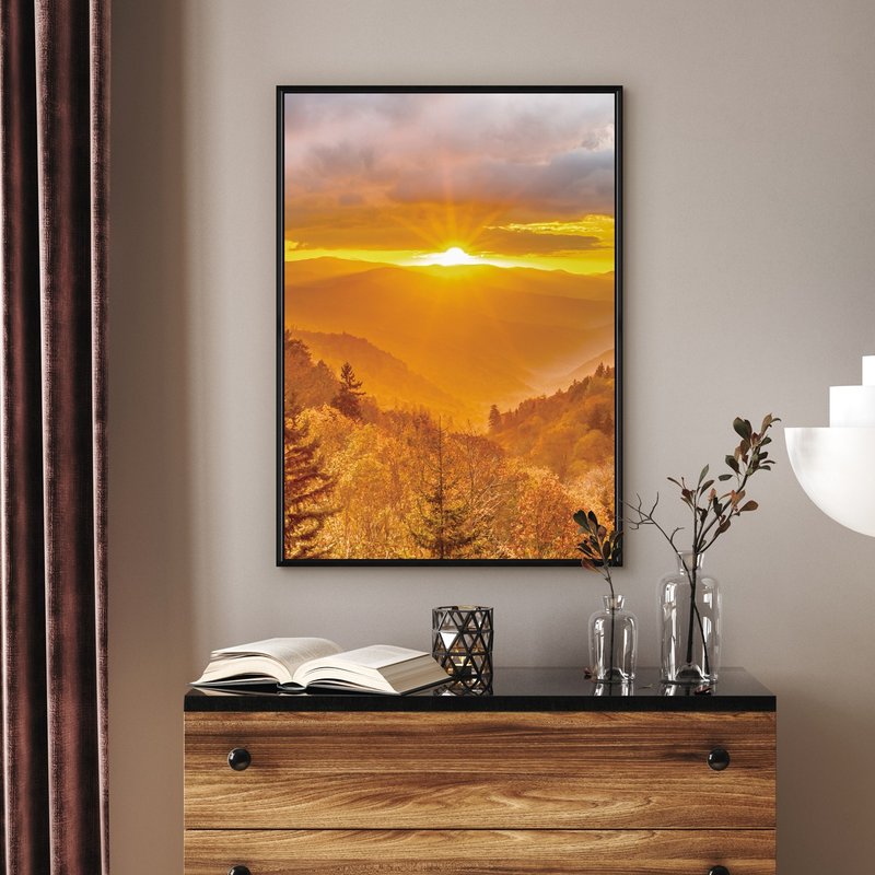 Sunrise in Great Smoky Mount - Grand Mountain Landscape Wall Art for Living Room - Posters - Cotton & Hemp Orange