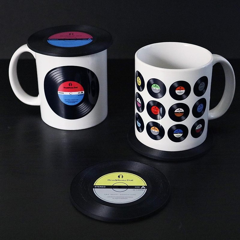 Vinyl Record silicone Coaster/Lid X1 + Mug Cup X1 - Teapots & Teacups - Porcelain 