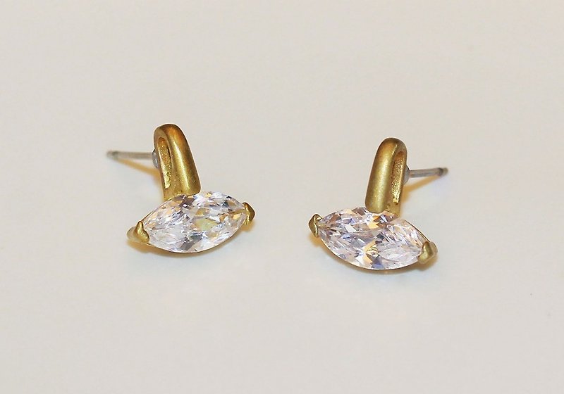 Angelic Eyes Brass Gemstone Earrings - Earrings & Clip-ons - Gemstone White