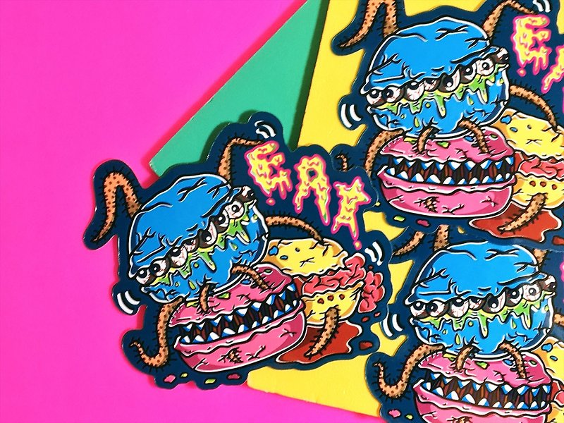 Macaron Monster / Sticker - สติกเกอร์ - วัสดุกันนำ้ หลากหลายสี
