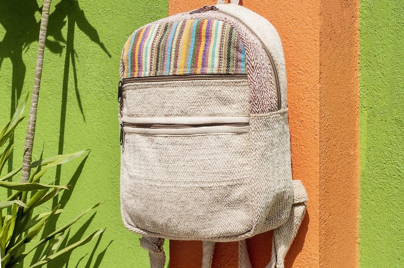 Valentine's Day Valentine's Day Gifts New Year's Gifts Mother's Day Limited A piece of cotton and linen mosaic design backpack / shoulder bag / national mountaineering bag / patchwork bag / cotton / linen backpack / travel bag-rainbow sky S - Backpacks - Cotton & Hemp Multicolor