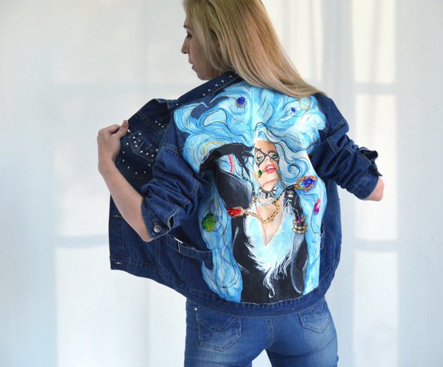 Buy Women's Hand Painted Denim Jacket RED Heart Online at