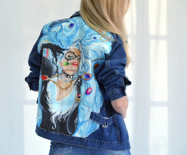 Buy Women's Hand Painted Denim Jacket RED Heart Online at