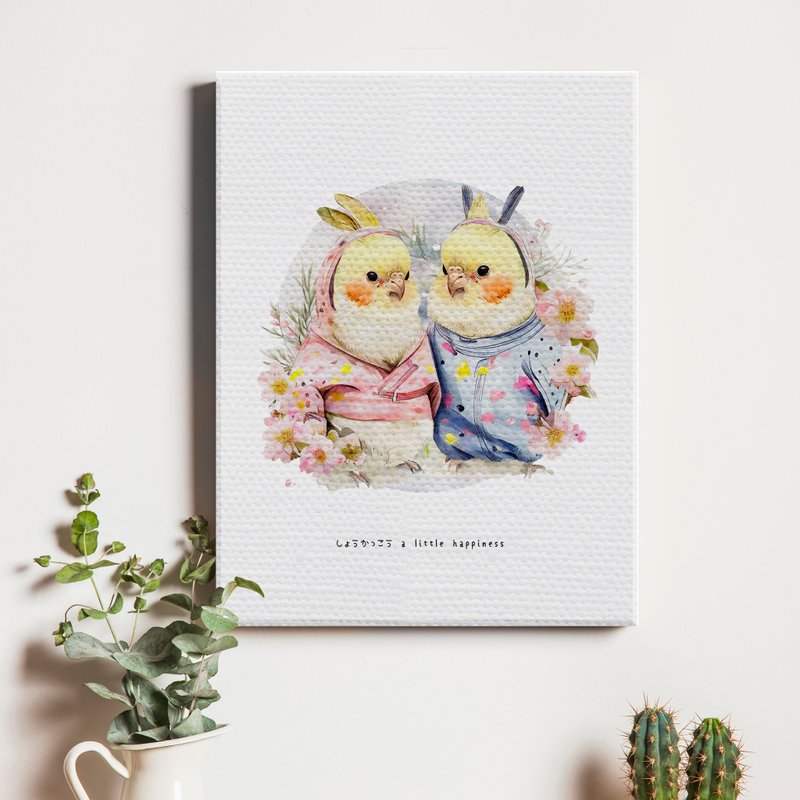 Bunny cockatiel/canvas/frameless painting/decoration - กรอบรูป - วัสดุอื่นๆ สึชมพู