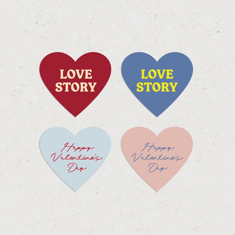【情人節 萬用貼紙】LOVE STORY 愛心貼紙_包裝貼紙 - 貼紙 - 紙 多色
