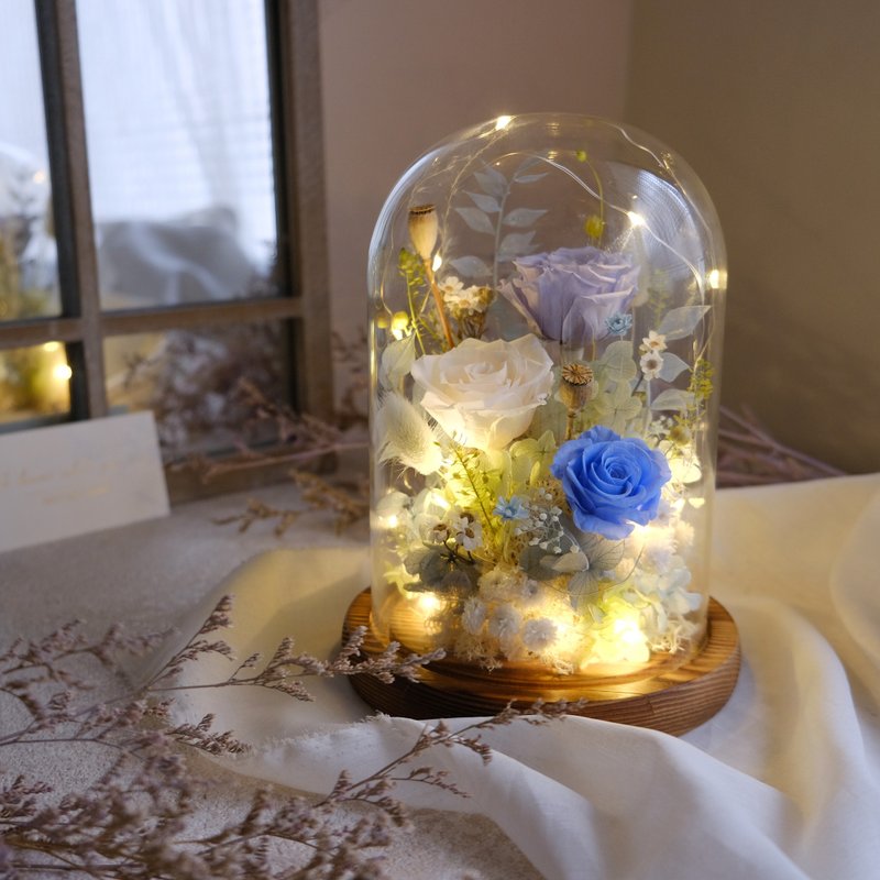 *Accompany you*Tanabata Valentine's Day/Blue Green/Glass Bell Jar (with lights)/Confession/Birthday/Wedding Anniversary - Plants - Plants & Flowers Blue