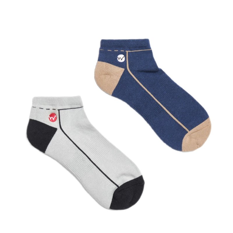 EDWIN Line Cutting Boat Socks-Neutral (1cm blue) 1 set of 2 pairs # socks - ถุงเท้า - ผ้าฝ้าย/ผ้าลินิน สีน้ำเงิน