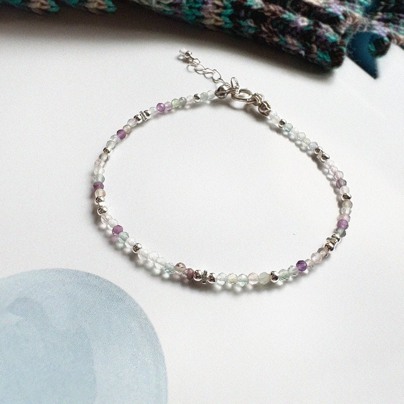 Found.Myth natural colored Stone bracelet 925 sterling silver bracelet can touch water - สร้อยข้อมือ - เงินแท้ สีเงิน