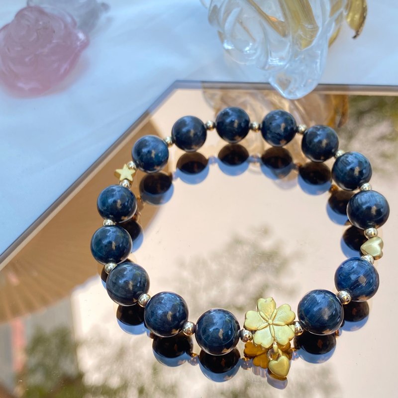 【Pingzhi】藍晶 金色幸運草 手鍊 - 手鍊/手環 - 水晶 