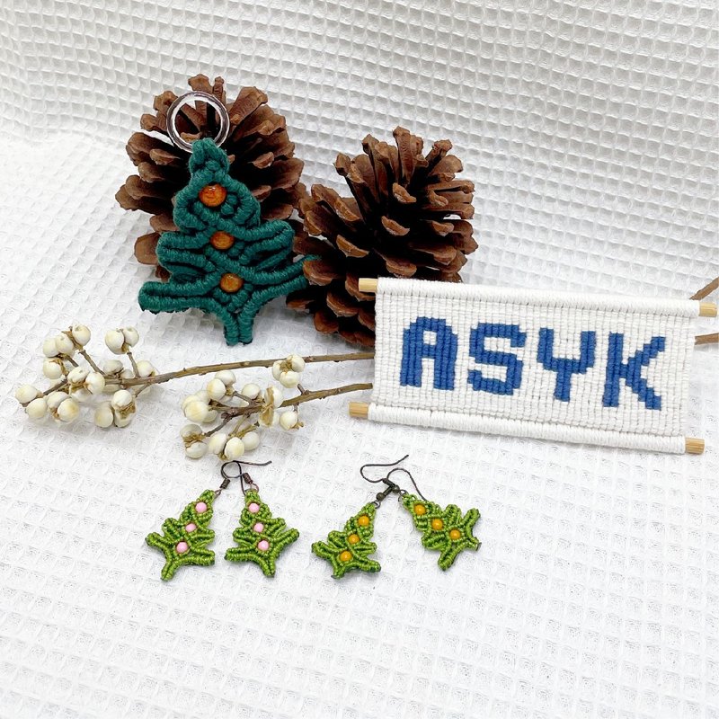 【Christmas tree earrings/earrings】Style/Festival - ต่างหู - ผ้าฝ้าย/ผ้าลินิน สีเขียว