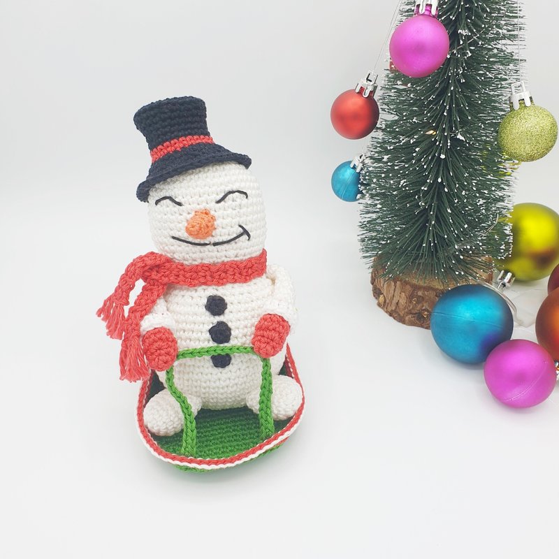 The Happy Snowman With Sleigh | Amigurumi Christmas Crochet PATTERN PDF - 手工藝教學/工具書 - 其他材質 