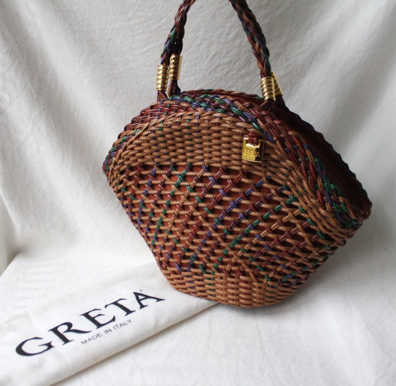 FOAK Vintage / Reserved / Italian Greta Cowhide Woven Antique Bag - Handbags & Totes - Genuine Leather 