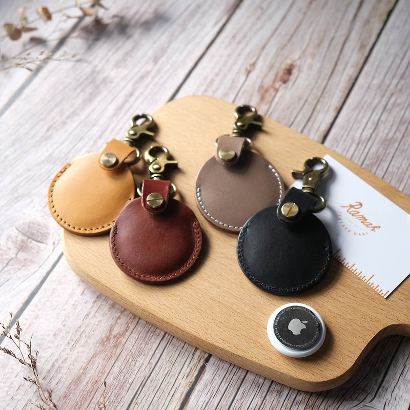 AirTag leather case/additional engraving/magnetic buckle case/metal lock - Keychains - Genuine Leather Multicolor