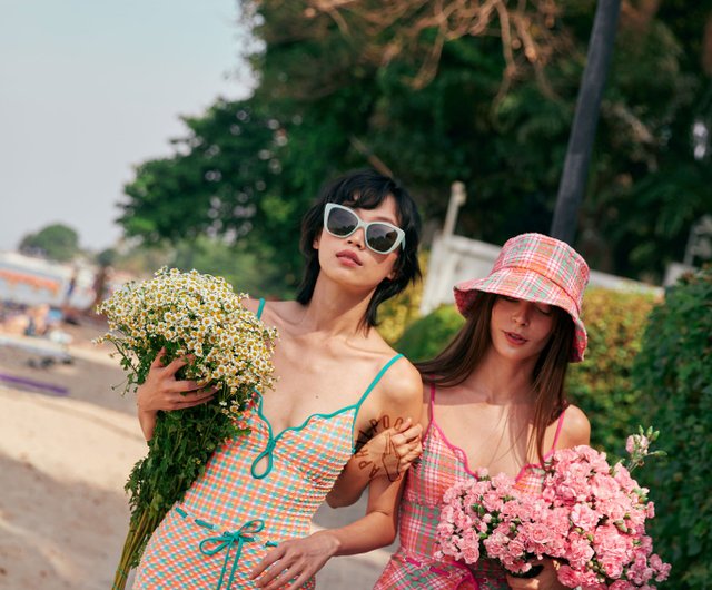 APRILPOOLDAY チェック柄 ワンピース水着&スカート セット Aprilpoolday 水着 / CLAUDIA'S FOREVER ONE & SKIRT SET