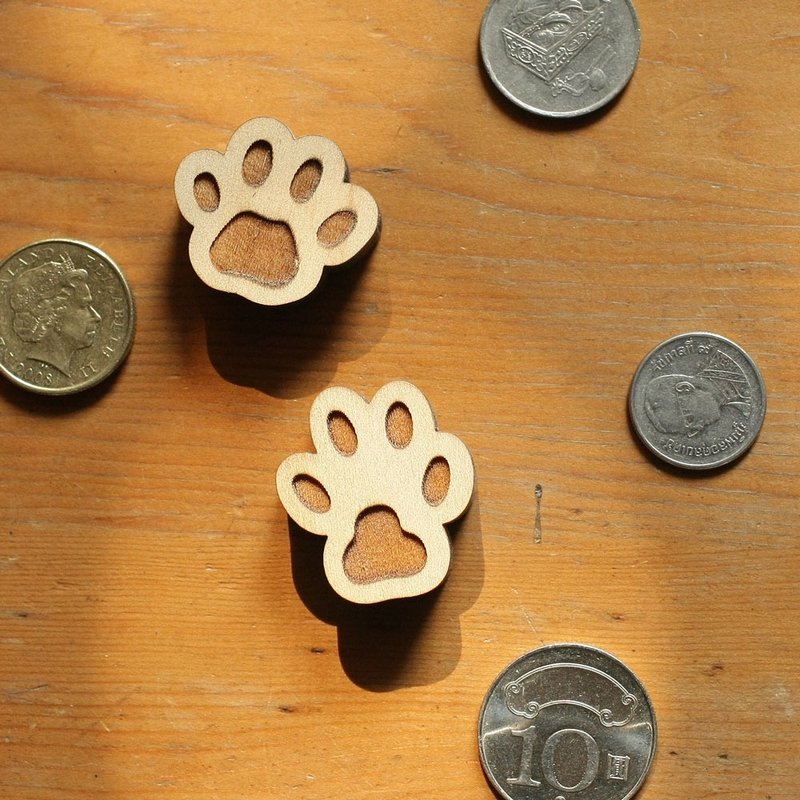 Wood animal footprints - แม็กเน็ต - ไม้ สีกากี