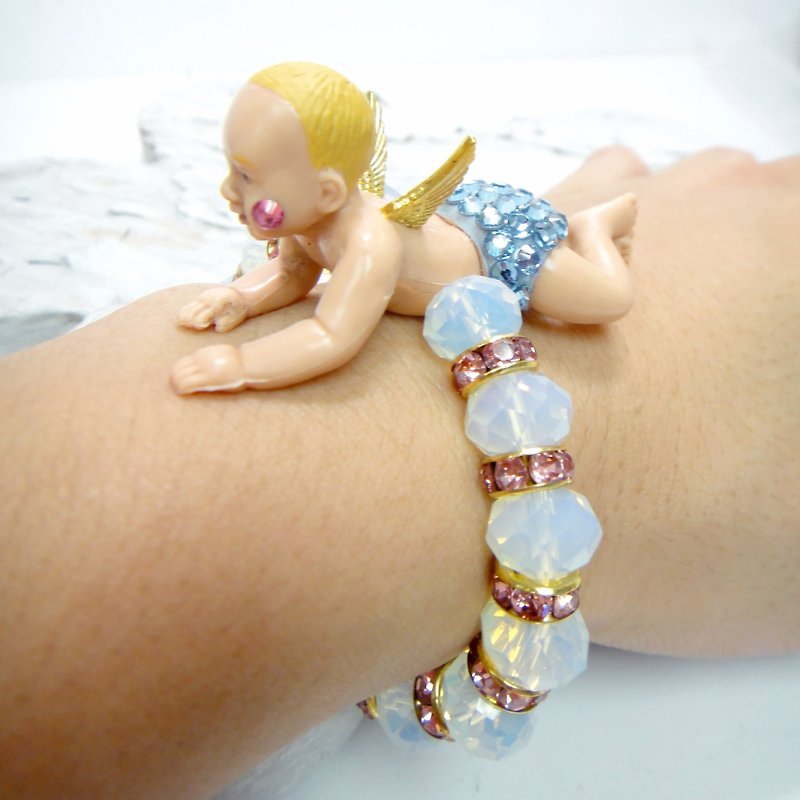 TIMBEE LO 白色小嬰兒天使寶石手鍊 水晶手鏈 蛋白水晶 可愛甜美系 - 手鍊/手環 - 寶石 白色
