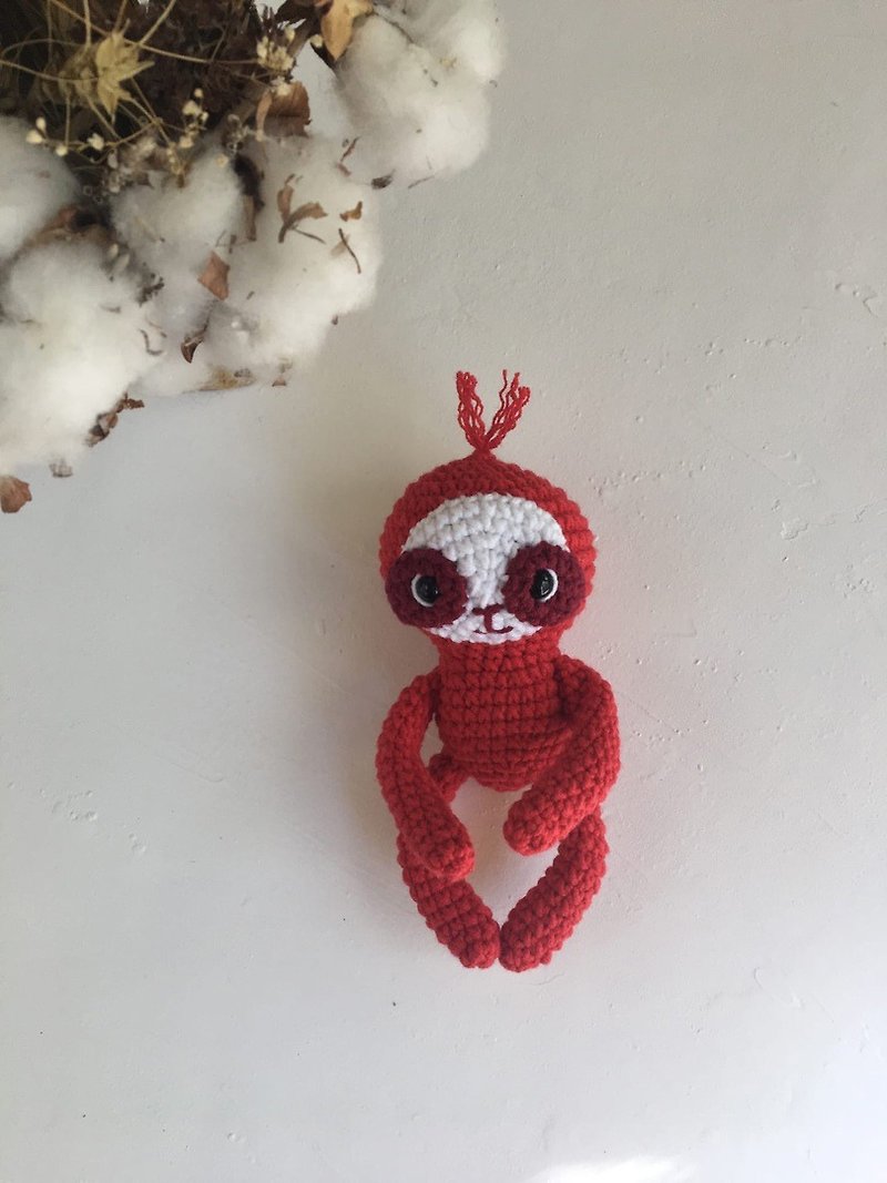 あみぐるみかぎ針編みおもちゃ赤ナマケモノ