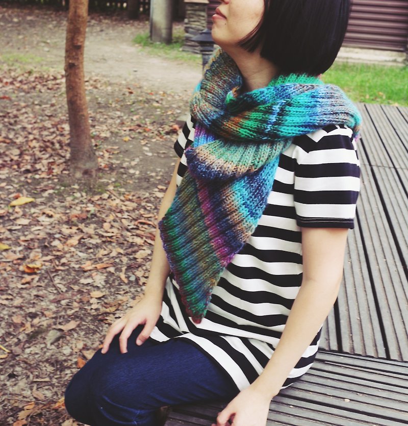 ChiChi Handmade-Diagonal Colorful Scarf-Valentine's Day/Boyfriend - Knit Scarves & Wraps - Wool Multicolor