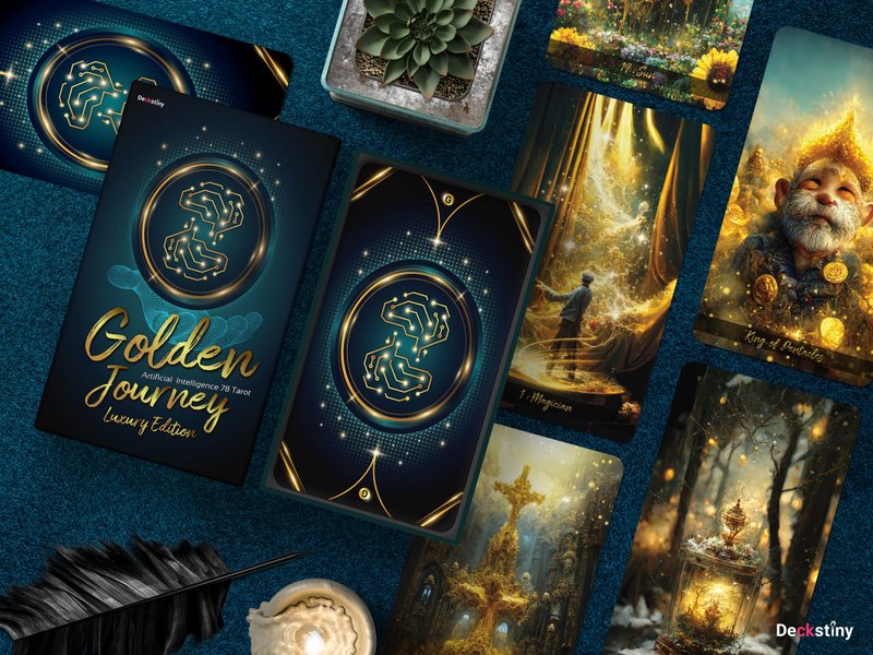 黃金之旅塔羅牌：豪華版 - 心意卡/卡片 - 紙 金色