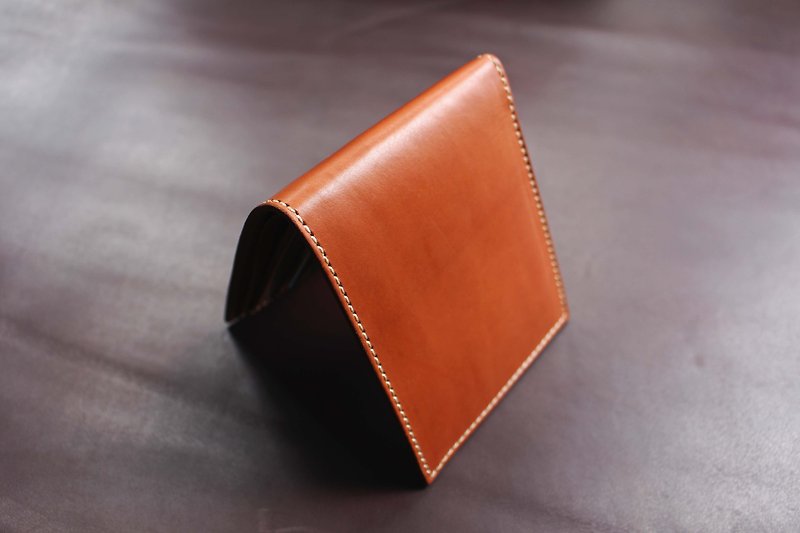 VULCAN Wallet card six top Italian gentleman short clip INCAS / ILCEA vegetable tanned leather factory whole tire leather short clip three color options - Clutch Bags - Genuine Leather Brown