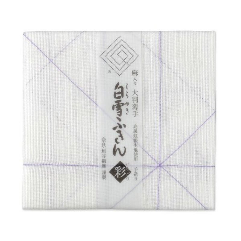 Kyoyuzen-dyed snow-white glass towel/purple thread - ผ้ารองโต๊ะ/ของตกแต่ง - ผ้าฝ้าย/ผ้าลินิน ขาว