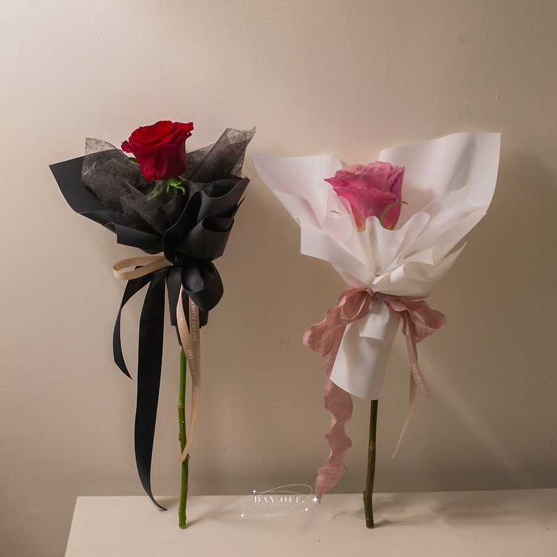 DAY OFF Rose Flower Bouquet Single Bouquet Rose Valentine's Day Bouquet Affordable Style Bouquet - ช่อดอกไม้แห้ง - พืช/ดอกไม้ 