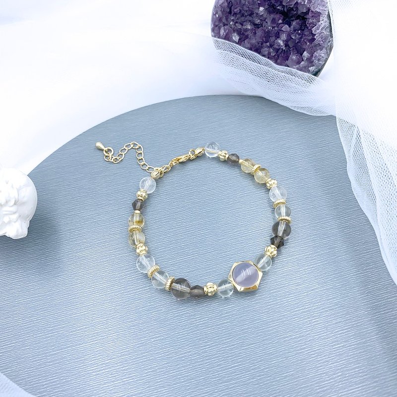 Heart protection/ Amethyst white crystal citrine citrine Stone lemon crystal bracelet - สร้อยข้อมือ - วัสดุอื่นๆ สีกากี